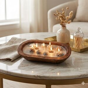 Handcrafted Dough Bowl Candle – Floral Botanical Soy Candle